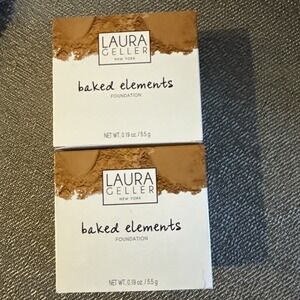 Laura Geller Baked Elements Foundation *Deep* Lot Of 2 New In Box .19 Oz
